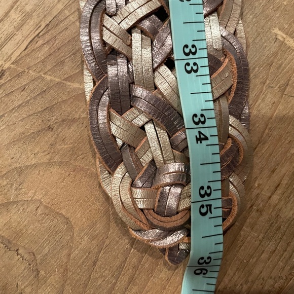 Linea Pelle VTG Boho Leather Metallic Braided Belt Boho Hipster Gypsy casual M - Picture 10 of 10